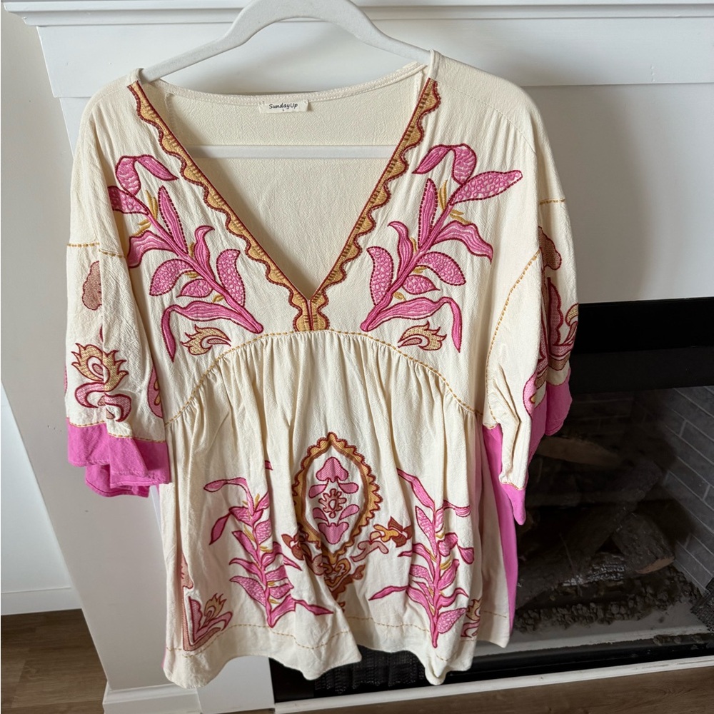 Sunday Cream and Pink Floral dress